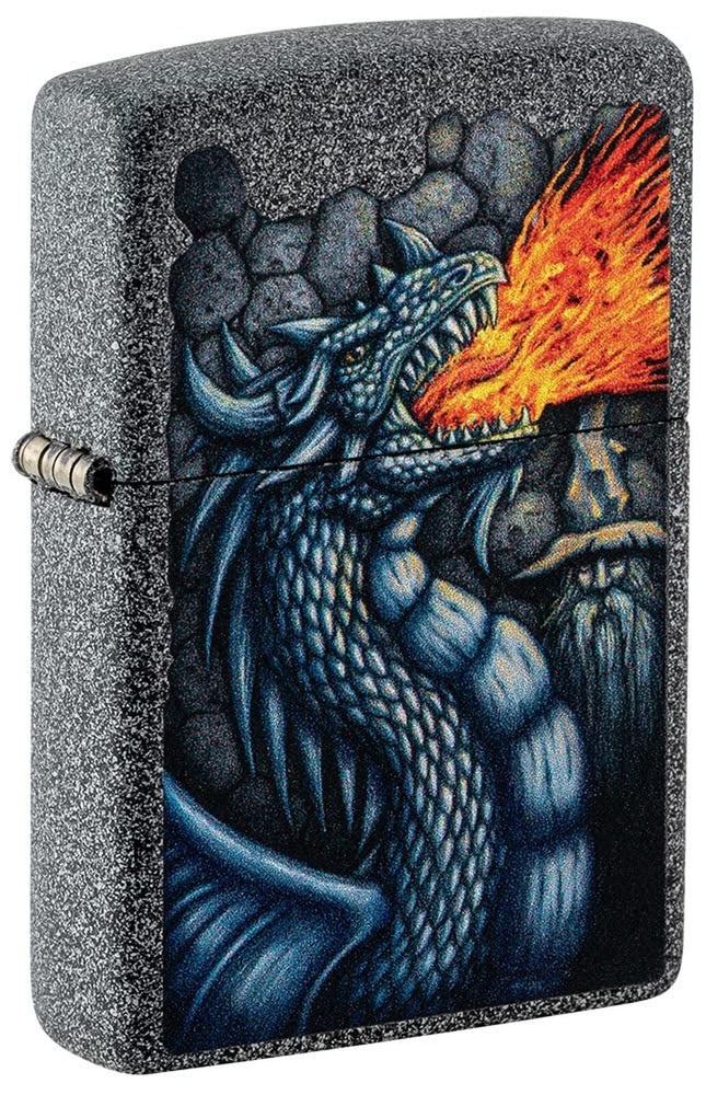 Zippo Fiery Dragon Design Iron Stone Pocket Lighter 49776-093993