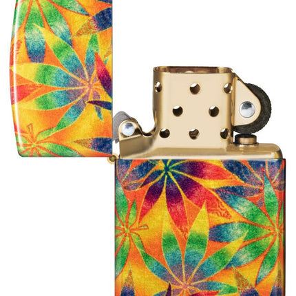 Zippo Cannabis Design 540 Tumbled Brass Pocket Lighter