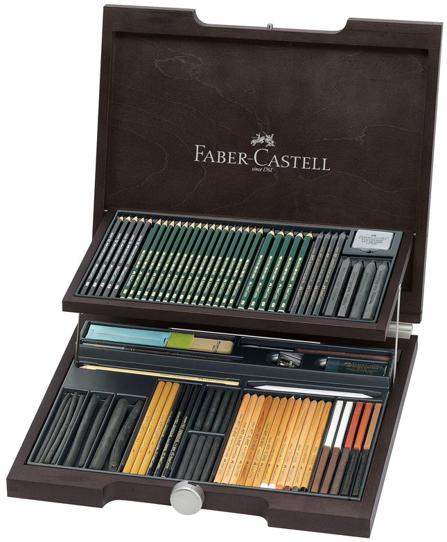 Faber-Castell Pitt Monochrome Wooden Case Accessories Gift Kit 112971