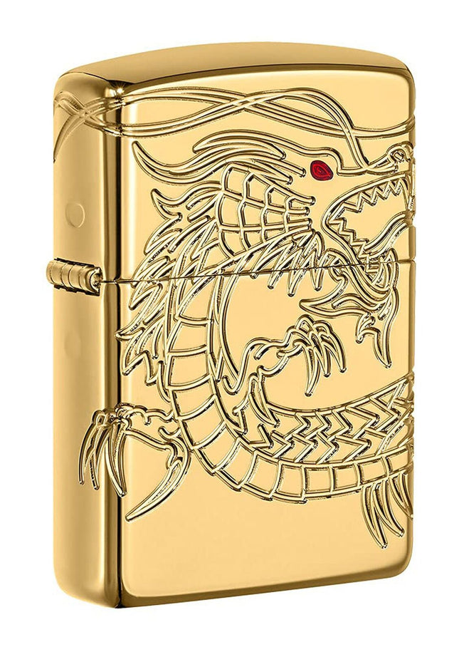 Zippo Chinese Dragon Armor High Polish Gold Plate Pocket Lighter 29265-000008