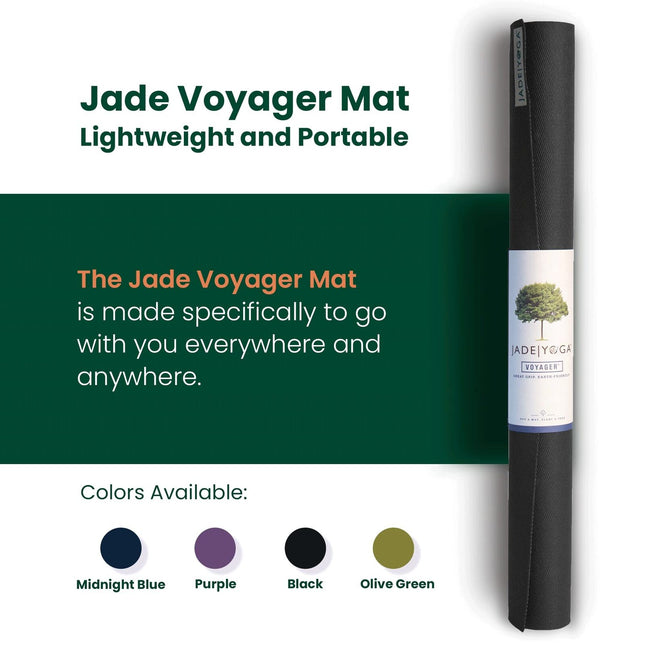 JadeYoga Voyager Yoga Mat - Lightweight & Portable Rubber Yoga Mat - Non-Slip...