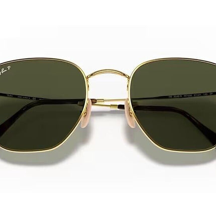 Ray-Ban Hexagonal Polished Gold Frame /G-15 Green Polarized RB3548N 001-5851 NEW