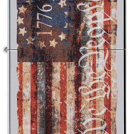 Zippo Americana Flag Design High Polish Chrome Pocket Lighter 49779-094325