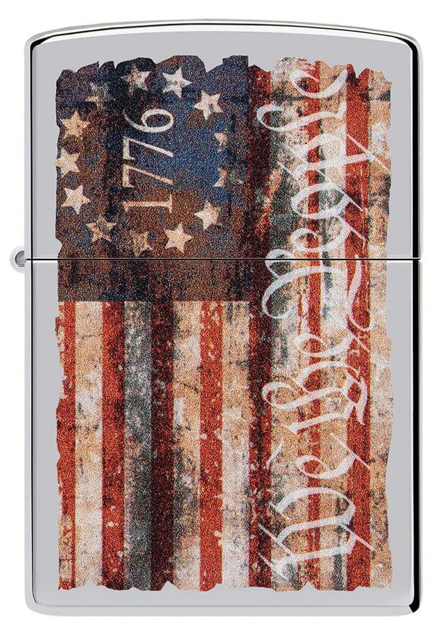 Zippo Americana Flag Design High Polish Chrome Pocket Lighter 49779-094325