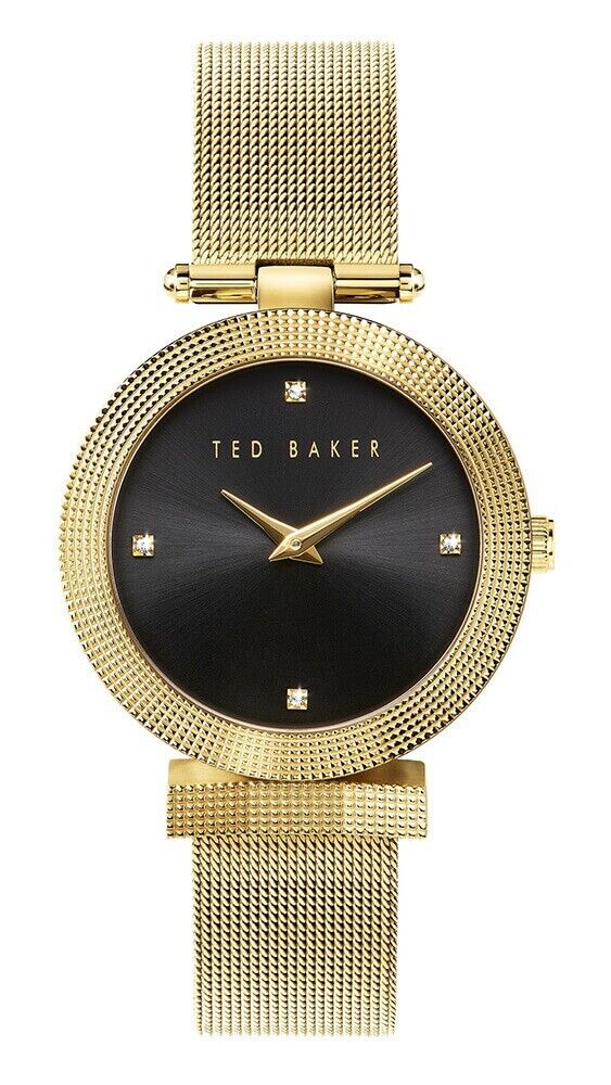 Ted Baker Ladies Bow Mesh Quartz Yellow Gold Plated Watch - BKPBWF006