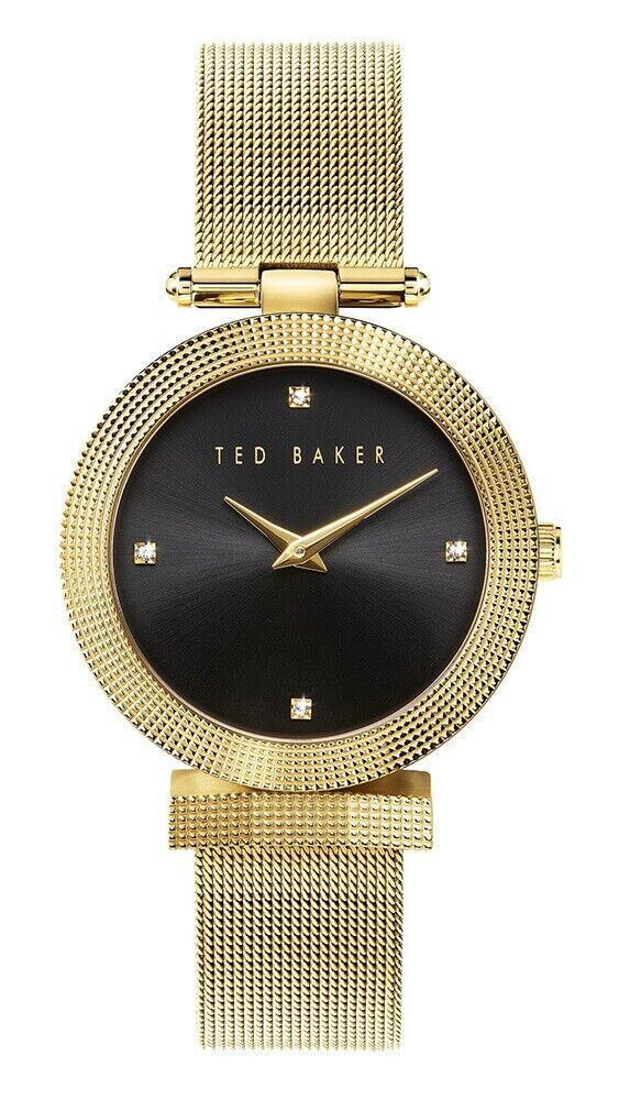 Ted Baker Ladies Bow Mesh Quartz Yellow Gold Plated Watch - BKPBWF006 NEW