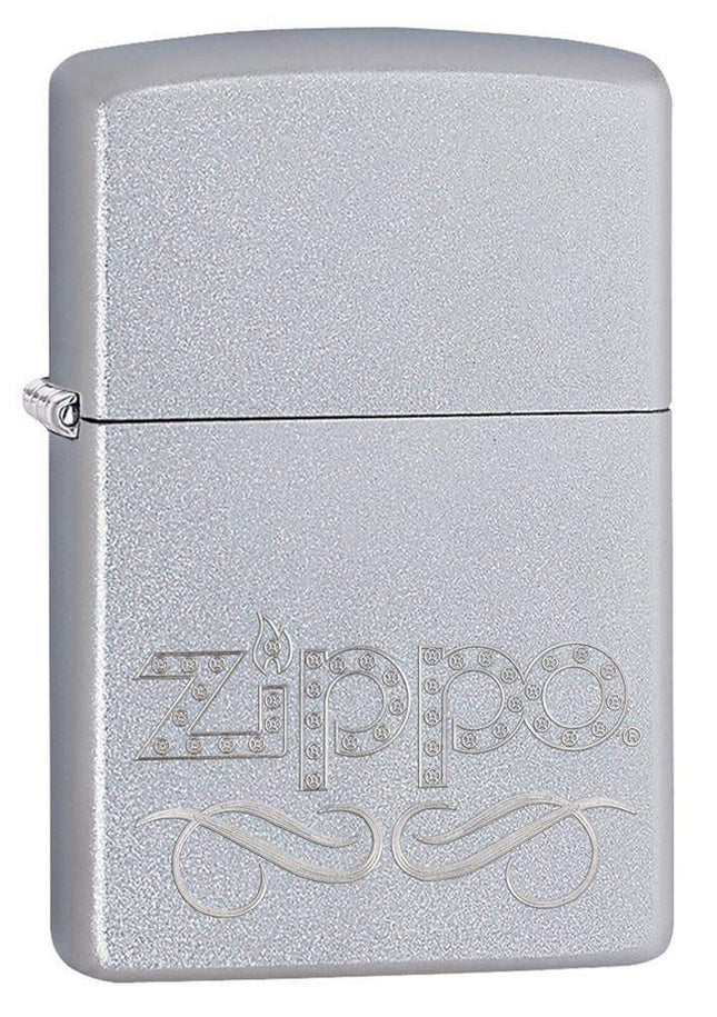 Zippo Scroll Pocket Lighter, Satin Chrome, 24335-000034