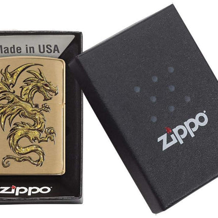 Zippo Dragon Design Brushed Brass Pocket Lighter 29725-066576