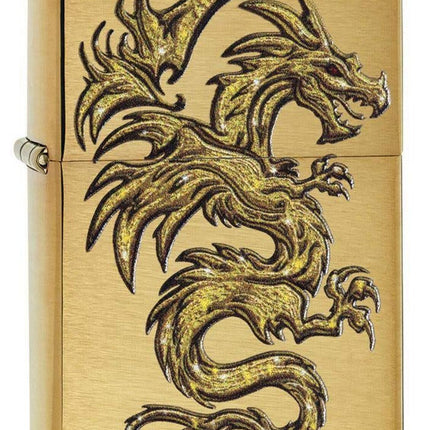 Zippo Dragon Design Brushed Brass Pocket Lighter 29725-066576