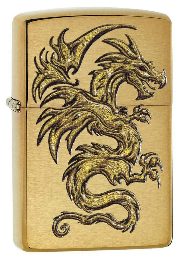 Zippo Dragon Design Brushed Brass Pocket Lighter 29725-066576