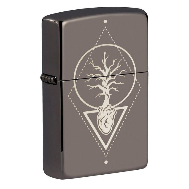 Zippo Heart of Tree Design Black Ice Pocket Lighter 49687-091463