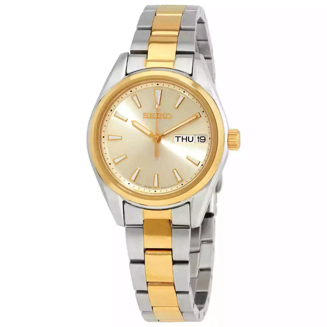 Seiko Ladies Quartz Gold Dial Two-tone Watch - SUR354P1 NEW