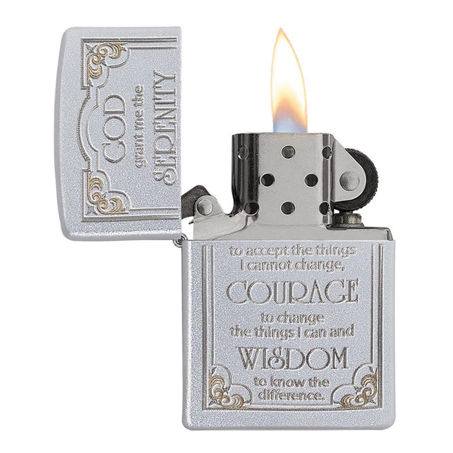Zippo Serenity Prayer Satin Chrome Pocket Lighter, One Size (28458)