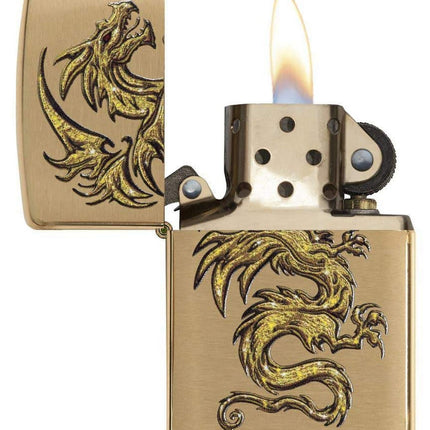 Zippo Dragon Design Brushed Brass Pocket Lighter 29725-066576