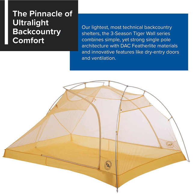 Big Agnes Tiger Wall UL3 Ultralight Tent with UV-Resistant Solution Dyed Fabric