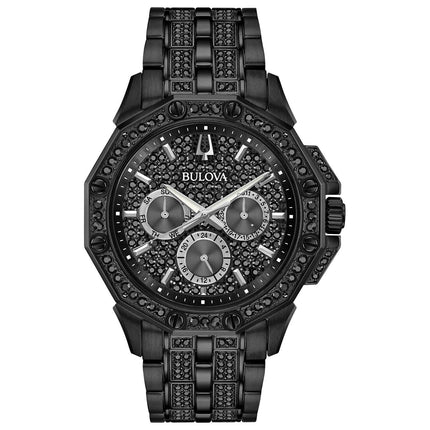 Bulova Men's Crystals Octava Black Ion Plated Quartz Watch 98C134