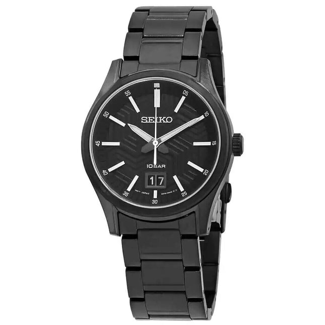 Seiko Men's Big Date Quartz Black Dial Watch - SUR515P1