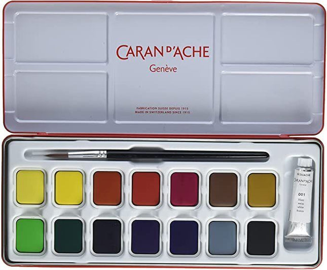 Caran d'Ache Gouache Studio 15 Assorted Colors Set in Metal Tin