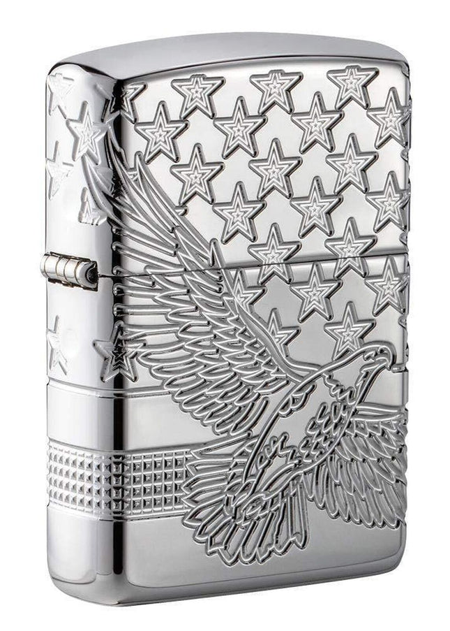 Zippo Patriotic Design Pocket Lighter, High Polish Chrome 49027-072729