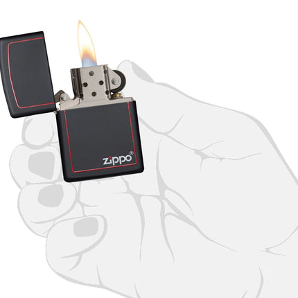 Zippo Black Matte with Red Border Pocket Lighter 218ZB-000063