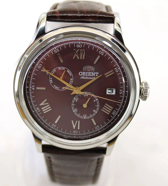 Orient Men's Bambino GMT Automatic Bordeaux Dial Watch - RA-AK0705R30B NEW