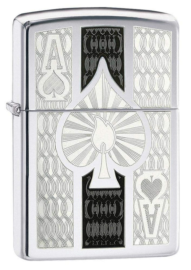 Zippo High Polish Chrome Spade Pocket Lighter, 24196-000024