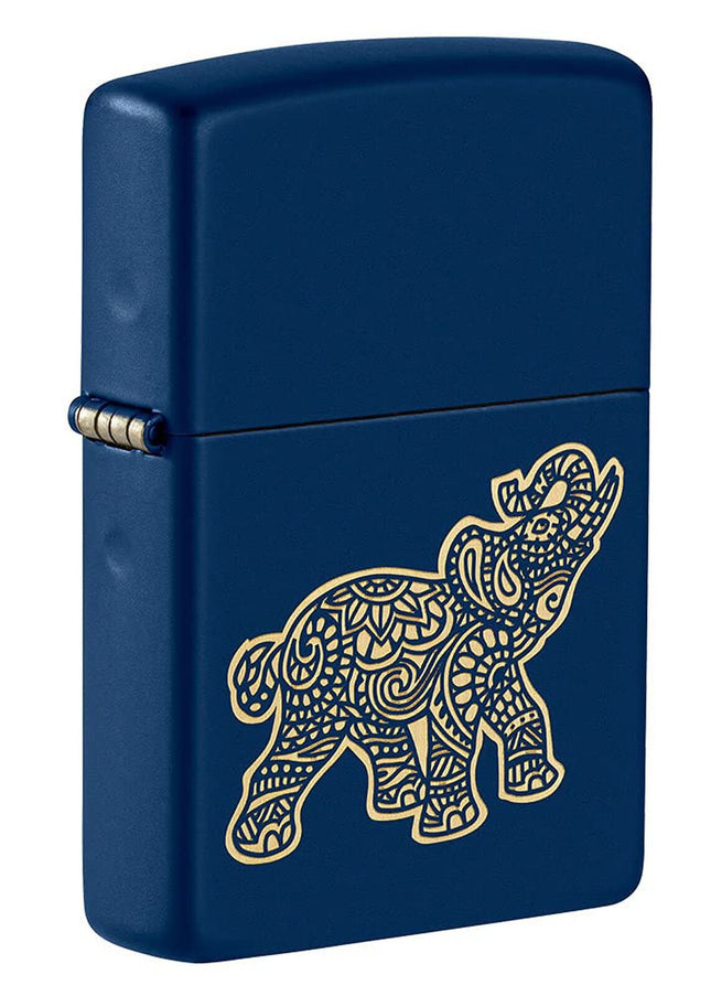 Zippo Lucky Elephant Design Navy Matte Pocket Lighter 49515