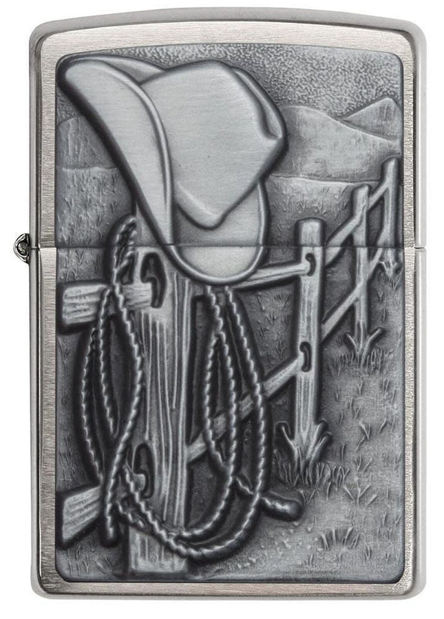 Zippo Resting Cowboy Brushed Chrome Pocket Lighter 24879-000009