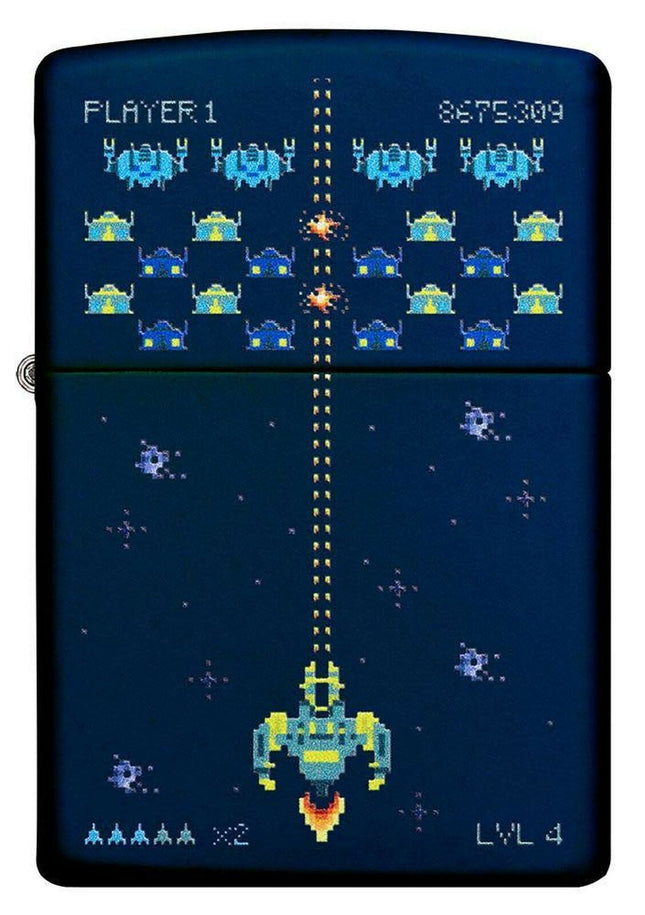 Zippo Pixel Game Design Navy Matte Pocket Lighter