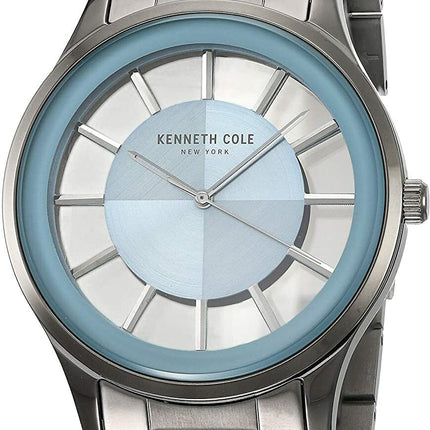 Kenneth Cole Men's Stainless Steel Silver-Blue Dial Watch KC50500006 NEW