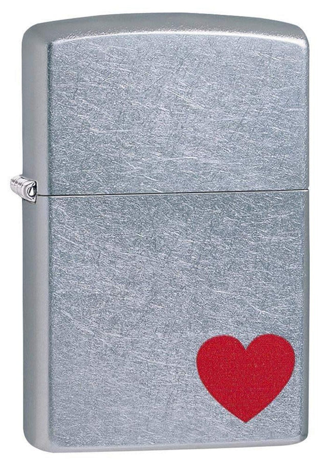 Zippo Red Heart Pocket Lighter, Street Chrome, One Size