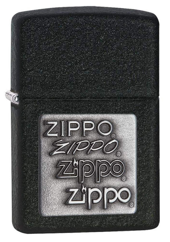 Zippo Pewter Emblem Black Crackle Lighter