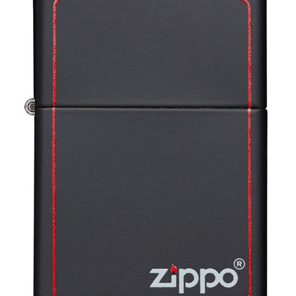 Zippo Black Matte with Red Border Pocket Lighter 218ZB-000063