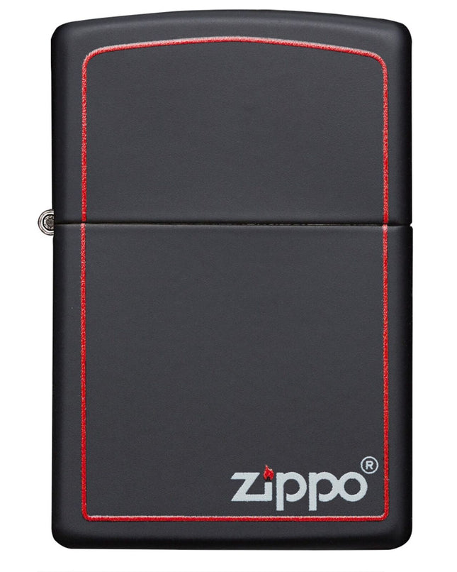 Zippo Black Matte with Red Border Pocket Lighter 218ZB-000063