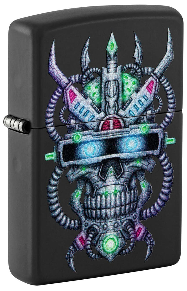 Zippo Cyber Skull Design Black Matte Pocket Lighter 48516-104119