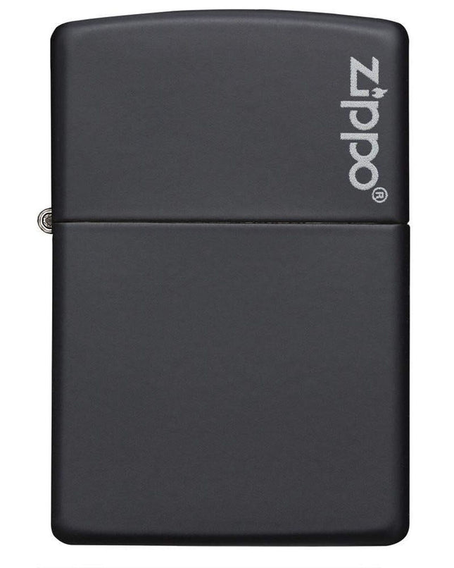 Zippo Logo Black Matte Pocket Lighter 218ZL-000053