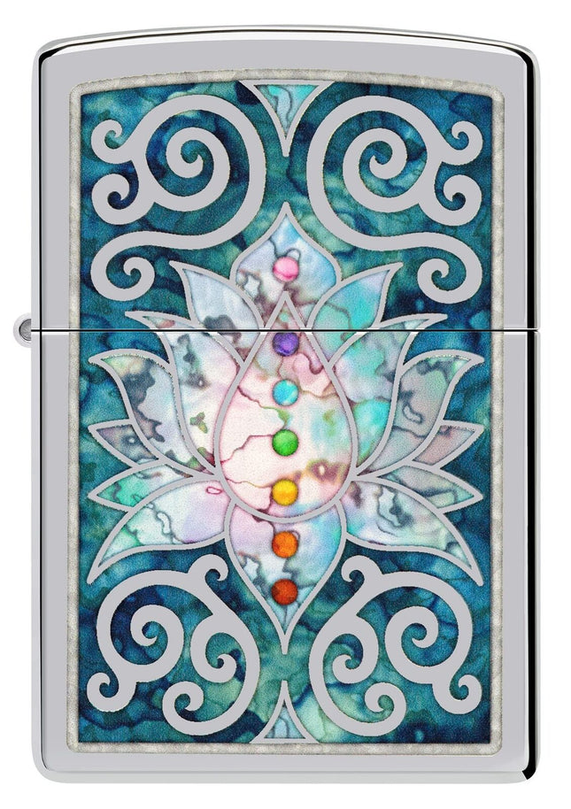 Zippo Fusion Lotus Flower Design Polish Chrome Pocket Lighter 48592-104097