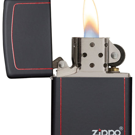 Zippo Black Matte with Red Border Pocket Lighter 218ZB-000063