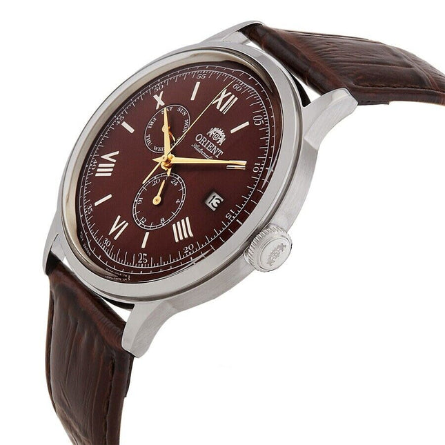 Orient Men's Bambino GMT Automatic Bordeaux Dial Watch - RA-AK0705R30B NEW