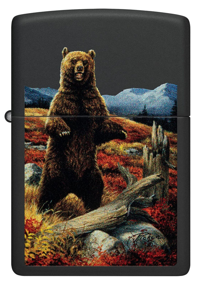 Zippo Linda Pickens Bear Design Black Matte Pocket Lighter 48597-103770