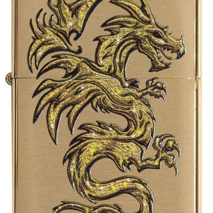 Zippo Dragon Design Brushed Brass Pocket Lighter 29725-066576