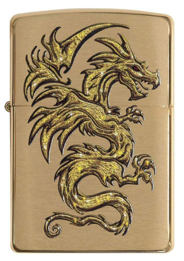 Zippo Dragon Design Brushed Brass Pocket Lighter 29725-066576