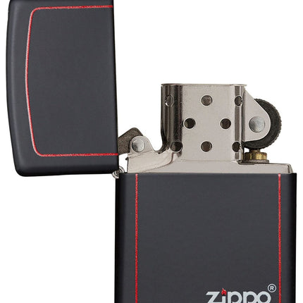 Zippo Black Matte with Red Border Pocket Lighter 218ZB-000063