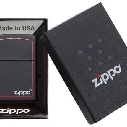 Zippo Black Matte with Red Border Pocket Lighter 218ZB-000063