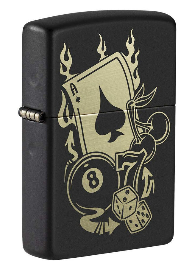 Zippo Gambling Design Black Matte Lighter Black Matte Gambling 49257-083487