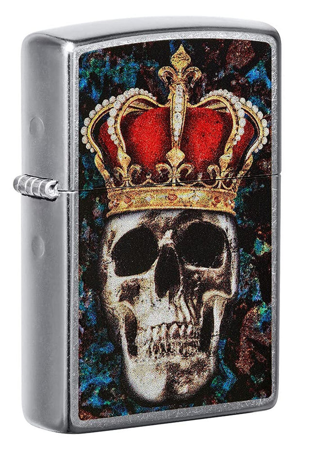 Zippo Skull King Design Street Chrome Pocket Lighter 49666-090883
