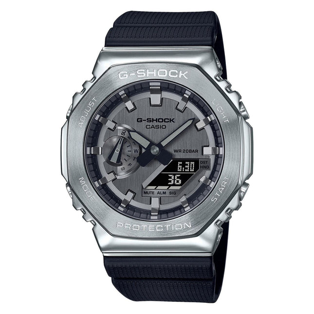 G-Shock Casio Metal Covered Octagonal Black Resin Band Watch GM-2100-1ADR