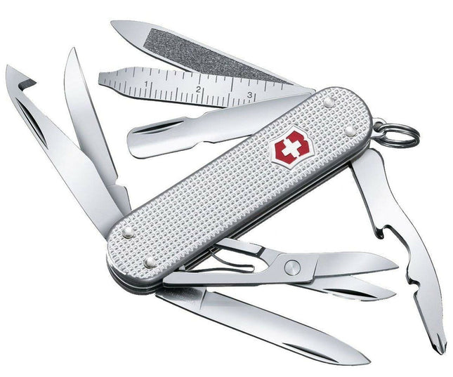 Victorinox Mini Champ Silver Alox - Swiss Army Pocket Knife 58 mm - 14 Tools