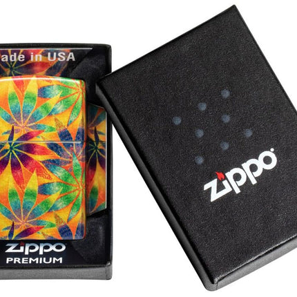 Zippo Cannabis Design 540 Tumbled Brass Pocket Lighter