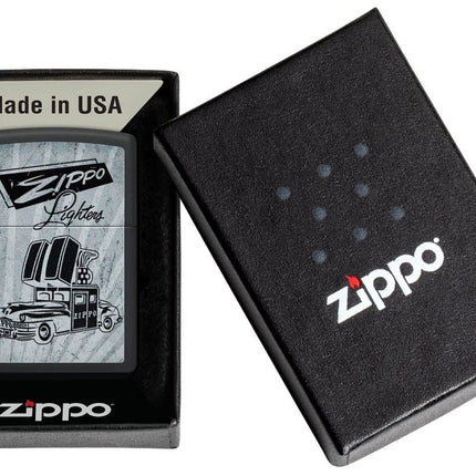 Zippo Car Design Black Matte Pocket Lighter 48572-103763